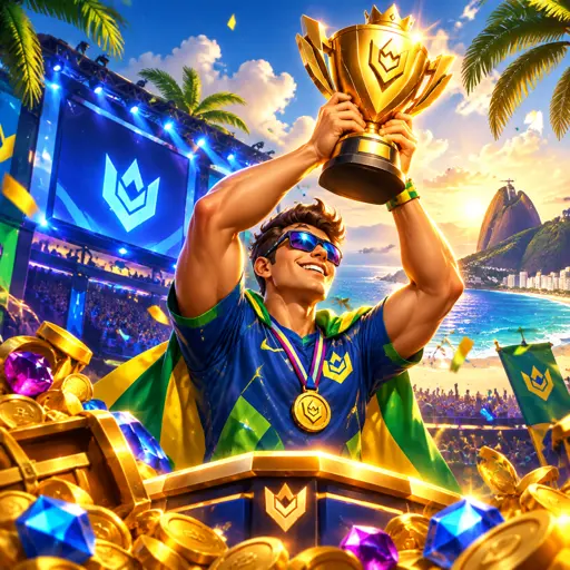 Arena de e-sports com partida de League of Legends do CBLOL em tela gigante